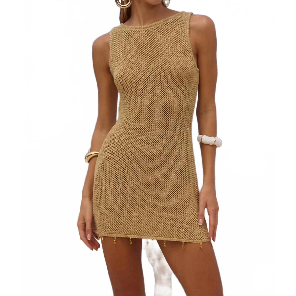 NEW RUNAWAY THE LABEL ariyah sleeveless mini dress in gold
